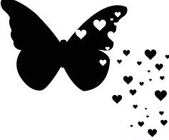 Black butterfly with hearts
